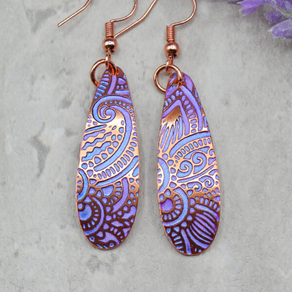 abstract copper earrings