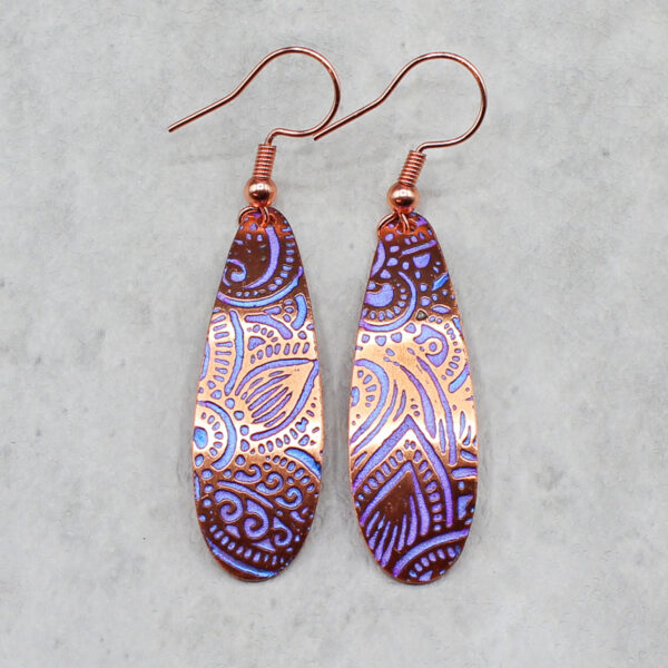 abstract handmade copper earrings