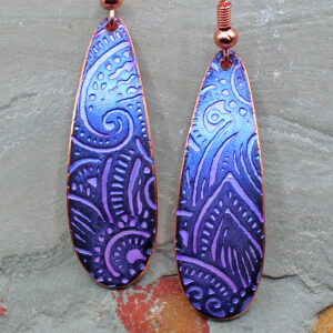Abstract Oblong Purple Earrings