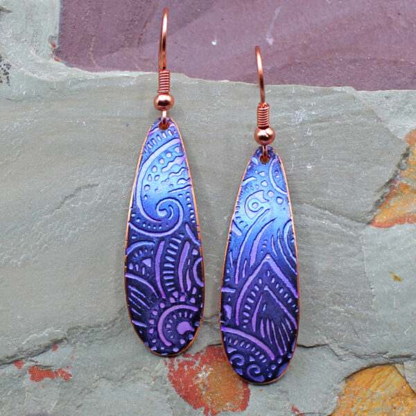 Abstract Oblong Purple Earrings