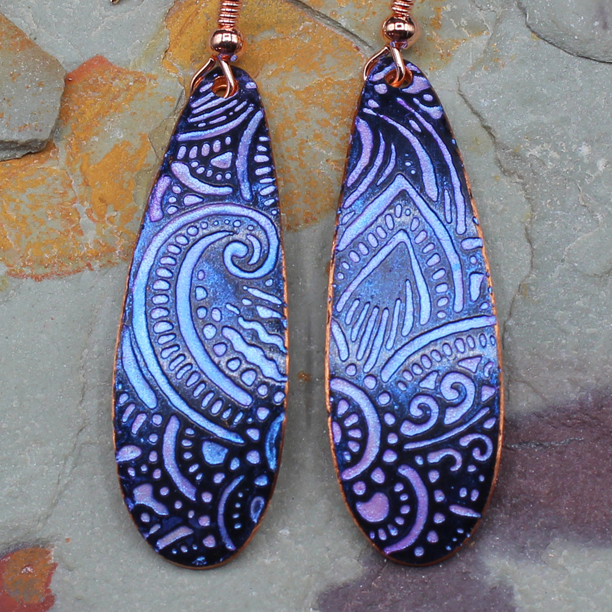 abstract handmade copper earrings