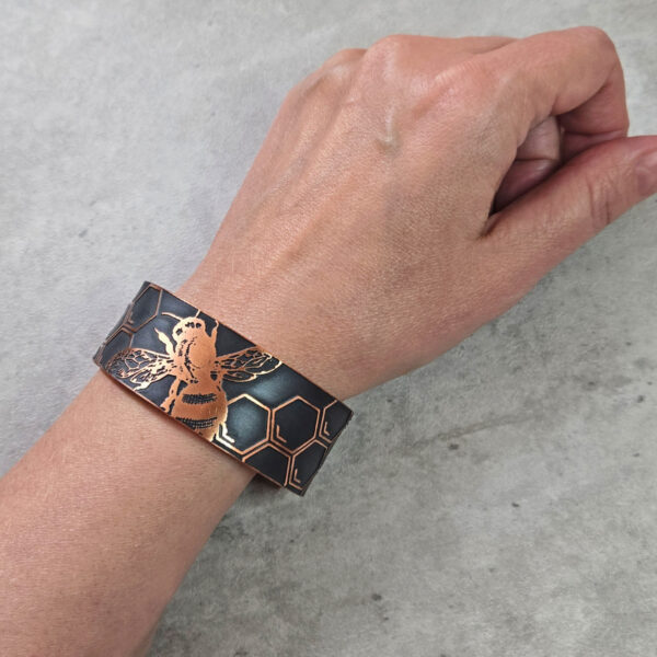 Bee and Hive Copper Cuff Bracelet