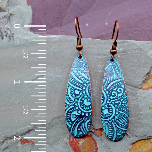 Abstract Oblong Blue Earrings