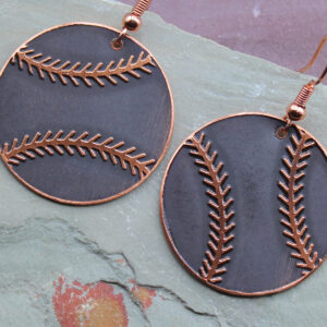 handmade copper baseball earrings