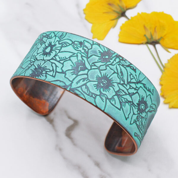 Birds and Flowers Copper Bracelet