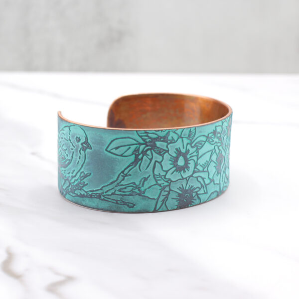 Birds and Flowers Copper Bracelet