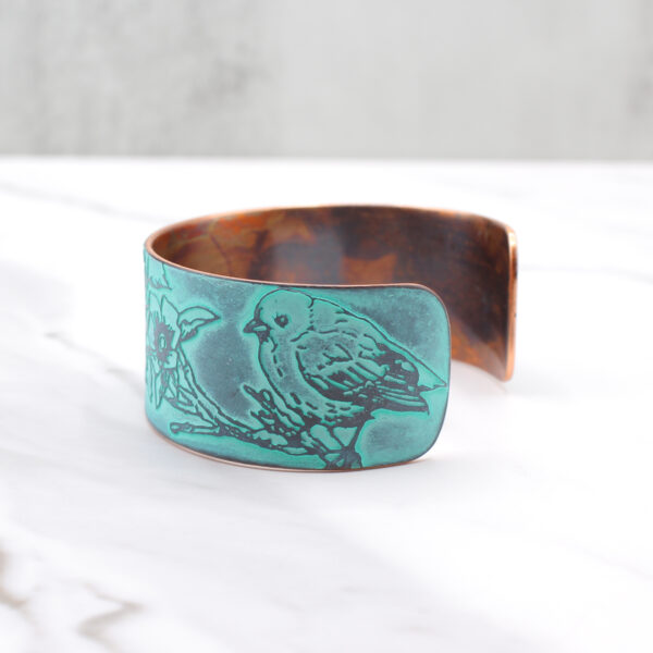 Birds and Flowers Copper Bracelet