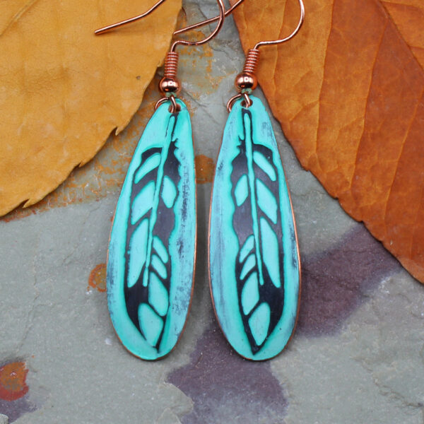 Feather Copper Earrings