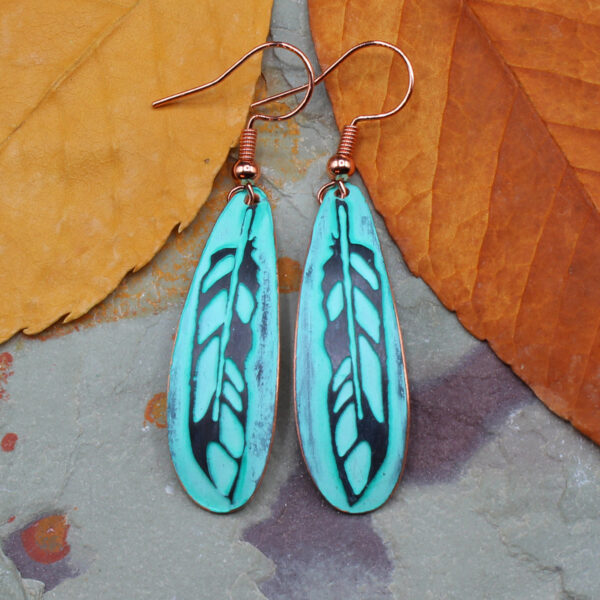 Feather Copper Earrings