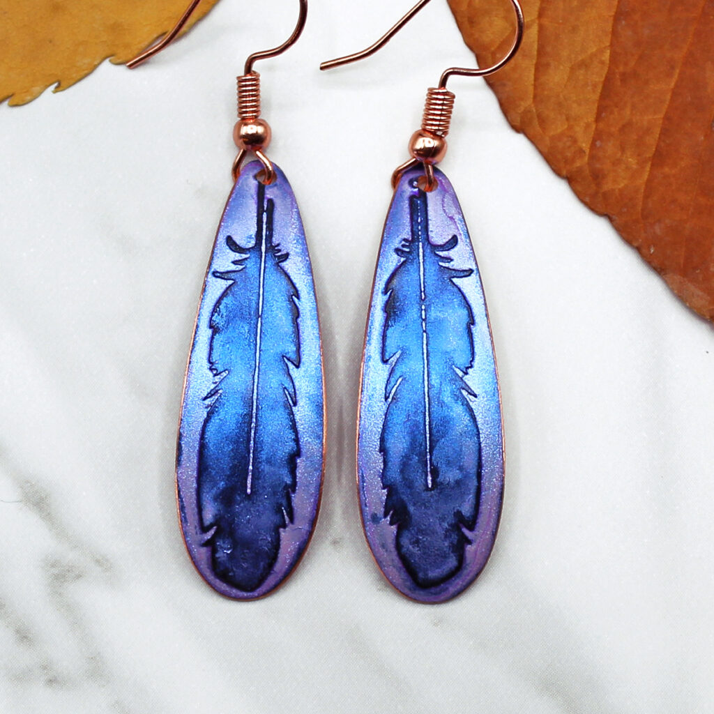 Copper Feather Earrings