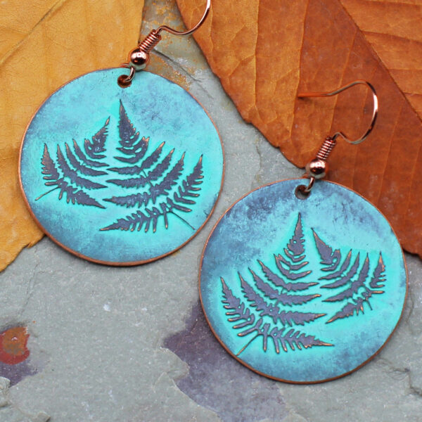 Handmade Fern Copper Earrings