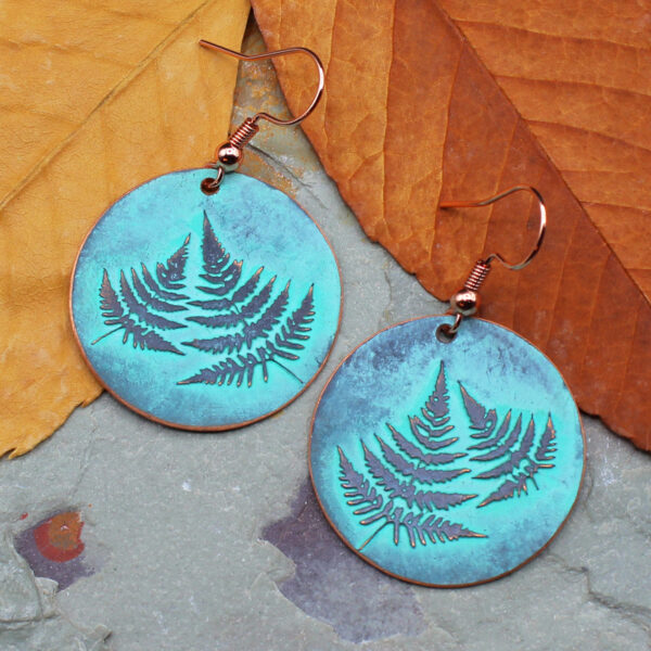 Handmade Fern Copper Earrings