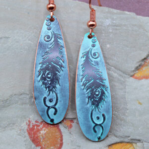 Copper Turquoise Peacock Earrings