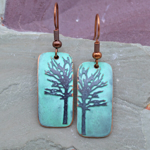 Handmade Copper Tree Earrings