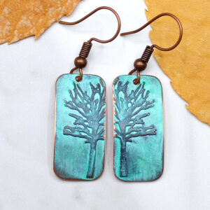 Tree Turquoise Copper Earrings