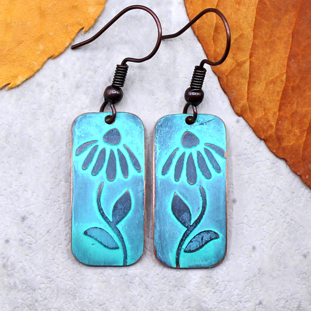 copper daisy earrings