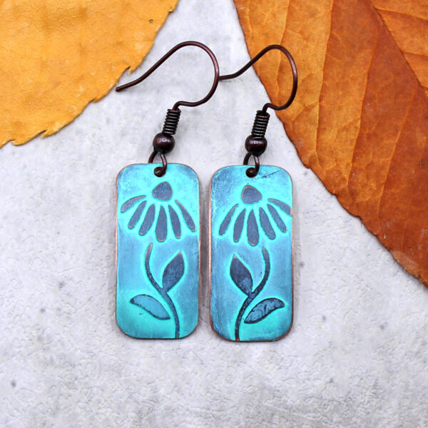 copper daisy earrings