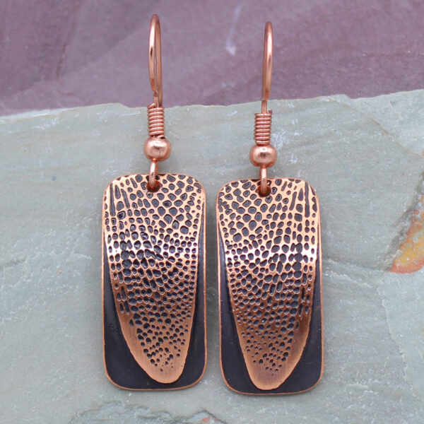 copper dragonfly wing earrings