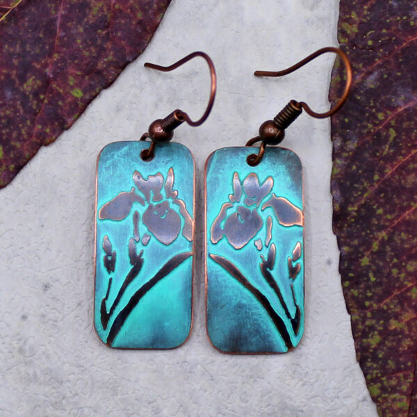 Copper Iris Earrings