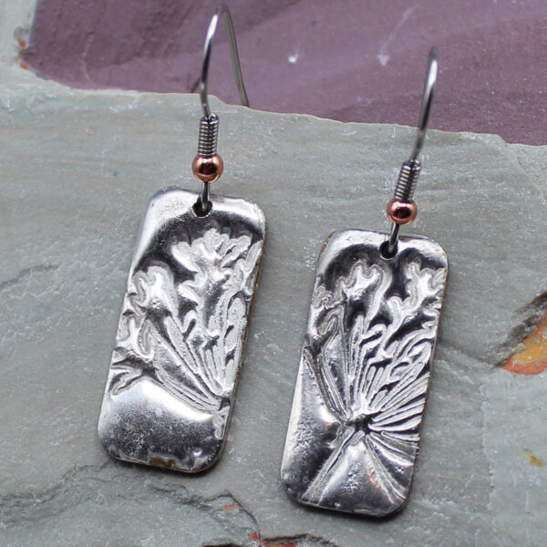 Dandelion Molten Metal Silver Earrings