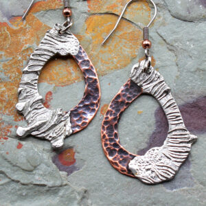 Sunflower Handmade Silver & Copper Earrings