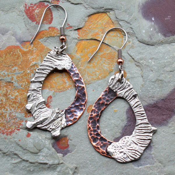 Sunflower Handmade Silver & Copper Earrings