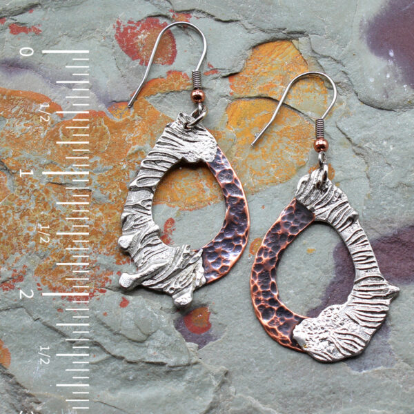 Sunflower Handmade Silver & Copper Earrings