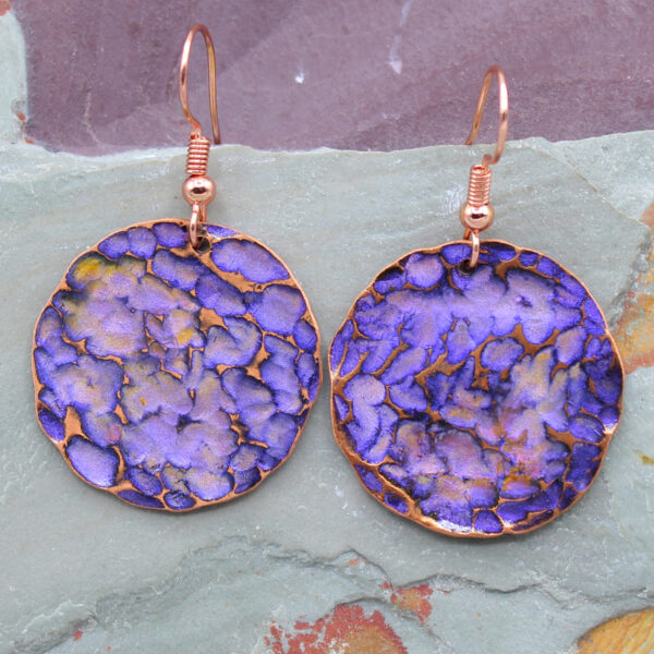 Round Copper Hammered Earrings