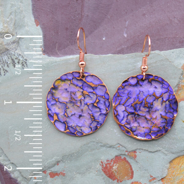 Round Copper Hammered Earrings