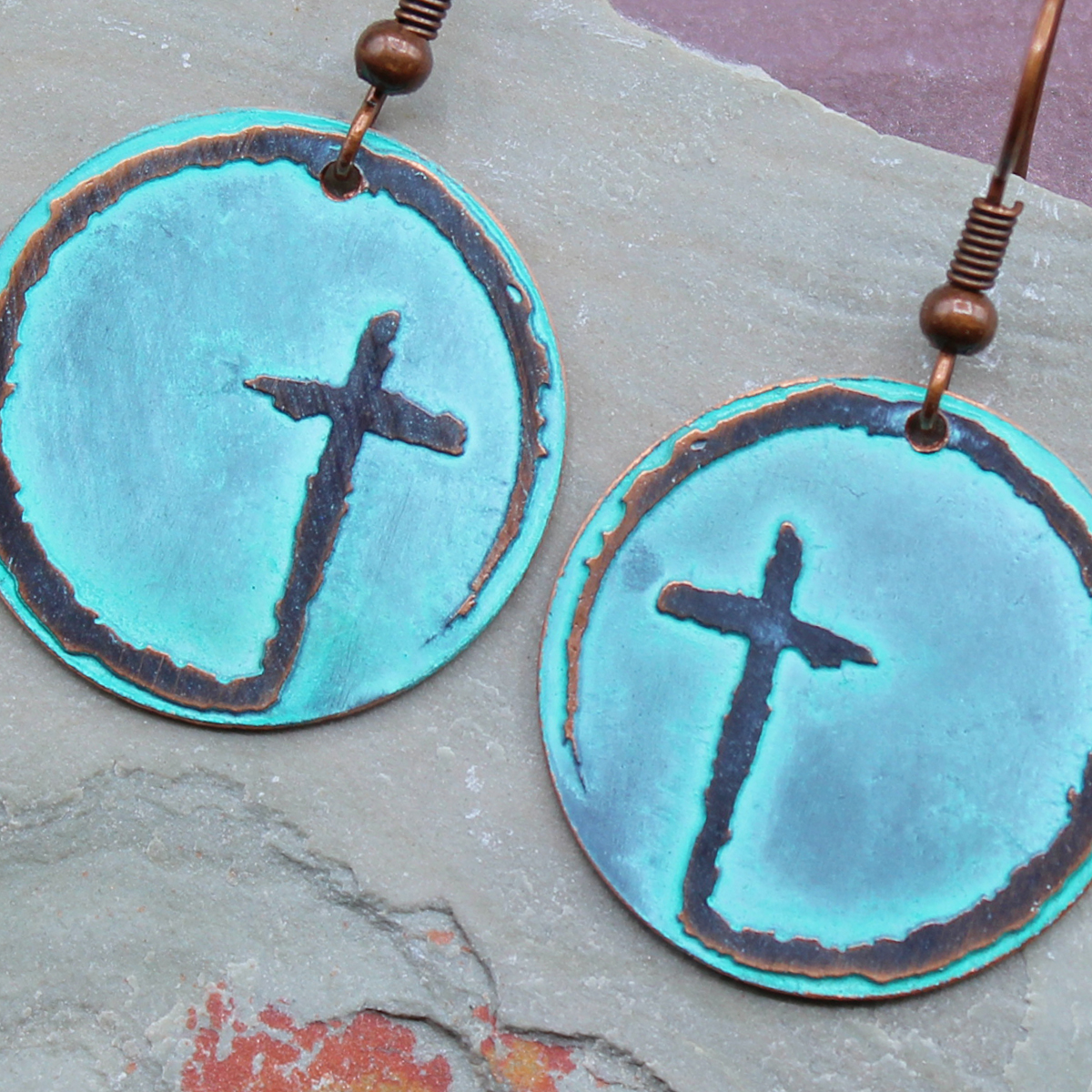 Round on sale cross earrings