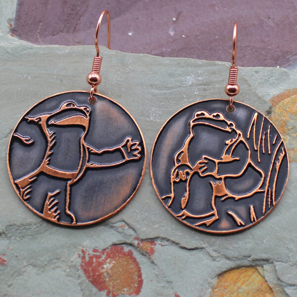 Frog And Toad Handmade Copper Earrings