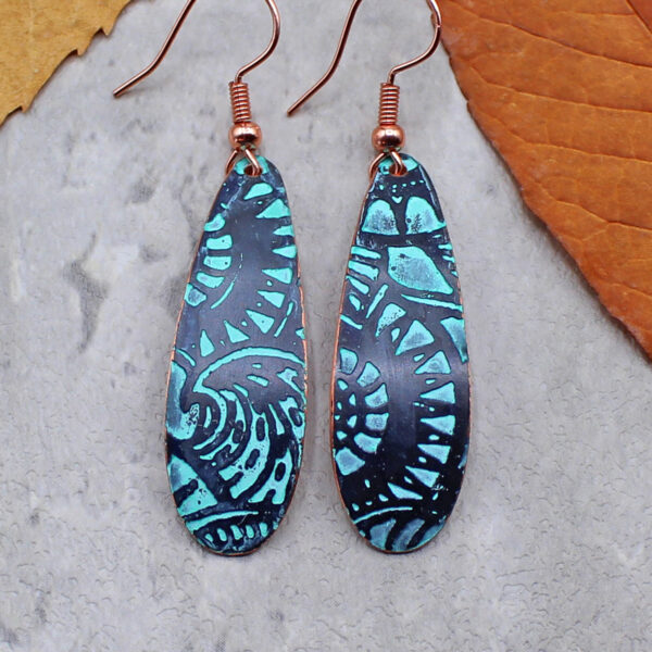 abstract copper earrings