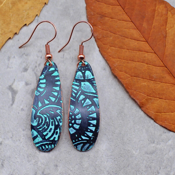 abstract copper earrings