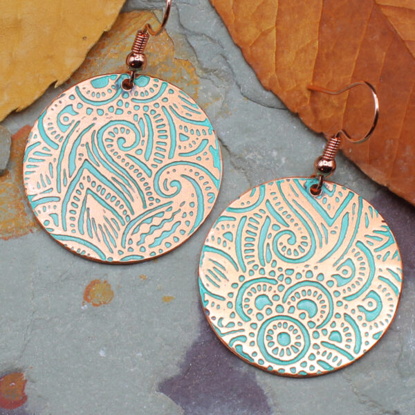 Abstract Copper Earring Round