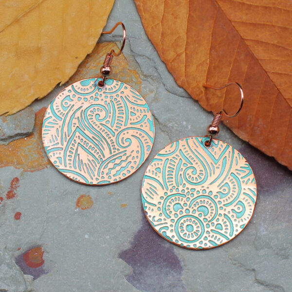 Abstract Copper Earring Round