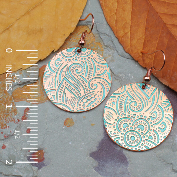 Abstract Copper Earring Round