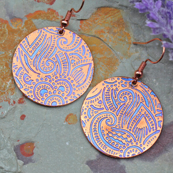 abstract copper earrings