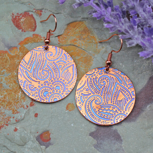 abstract copper earrings