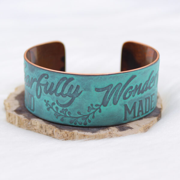 Fearfully And Wonderfully Made Copper Cuff Bracelet