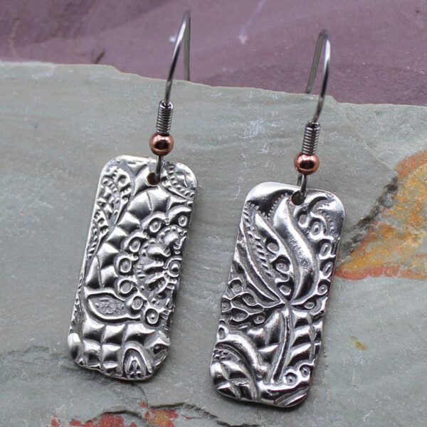 Molten Metal Floral Silver Earrings