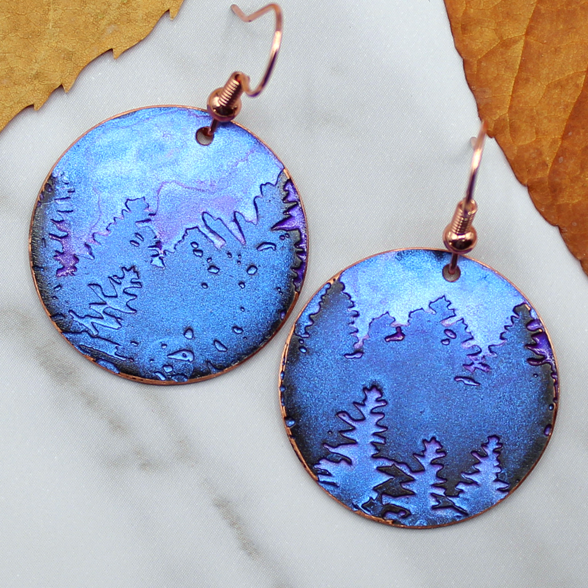 Forest for the Trees Copper Earrings (Purple), Handmade - GaleForce ...