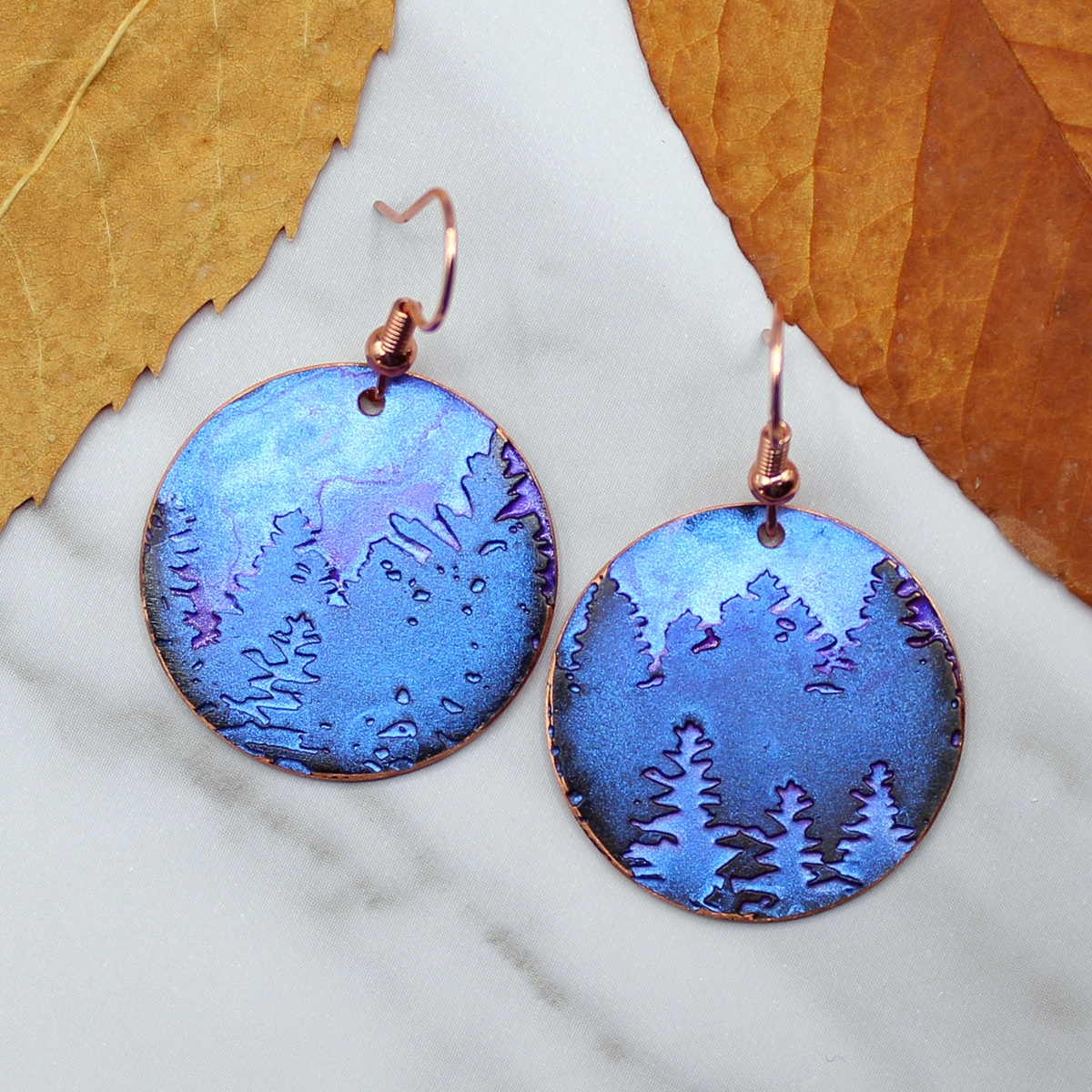 Forest for the Trees Copper Earrings (Purple), Handmade - GaleForce ...