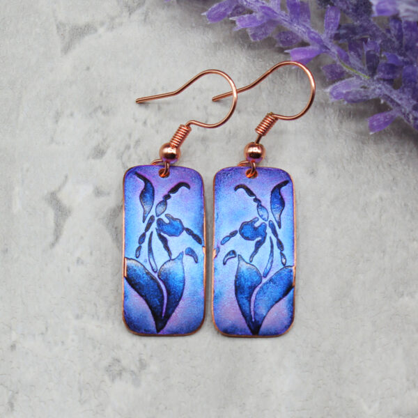 Lady's Slipper Copper Earrings