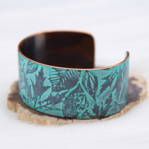 Leaves Turquoise Copper Cuff