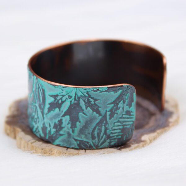 Leaves Turquoise Copper Cuff