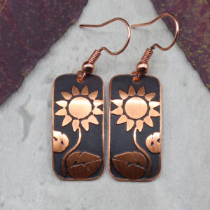 Sunflower Copper Earrings