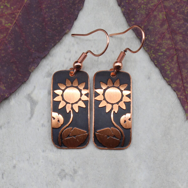 Sunflower Copper Earrings