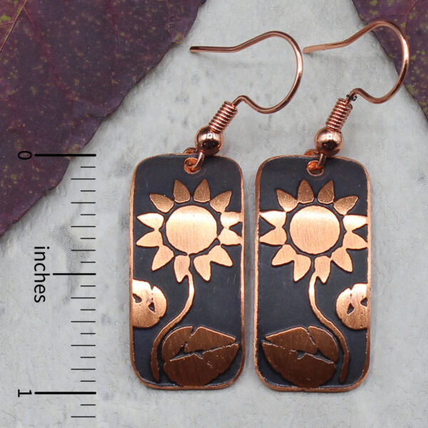 Sunflower Copper Earrings