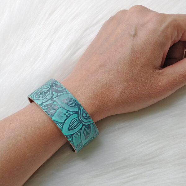 Bohemian Abstract Floral Cuff Turquoise