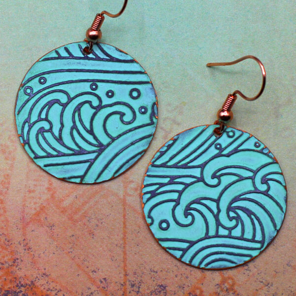 wave copper earrings